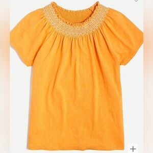 J.Crew Factory Yellow Embroidered Smocked Top